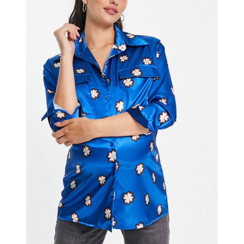 yhLFj Camicie e bluse Esclusiva Queen Bee - Coordinato con camicia oversize stile pigiama e pantaloni con fondo ampio 