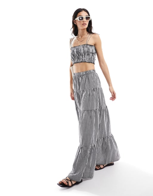 Esmee beach crop top and skirt in gingham | ASOS