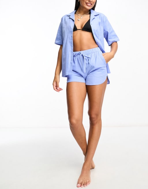 Esmee beach linen co-ord in denim blue