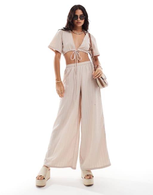 Esmee - Beige strandsæt med tekstur - Kun hos ASOS