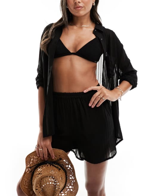Esmée - Ensemble de plage transparent à rayures - Noir