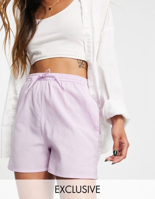 Esmee Exclusive linen beach short co-ord in lilac