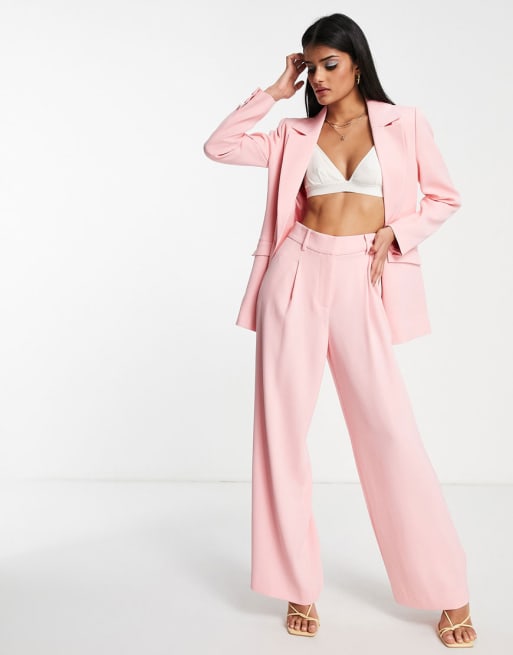 Dusty Pink Pants and Blazer Suit Set, Pink Trouser Suit Set for