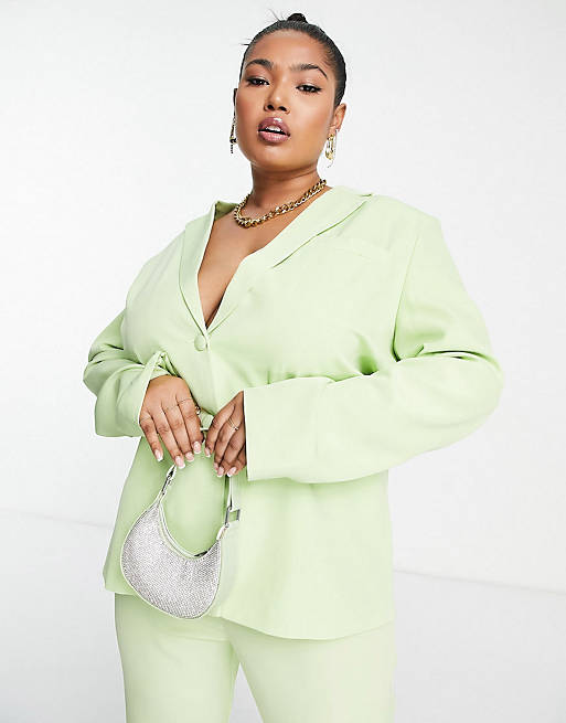 Extro & Vert Plus - Coordinato verde lime con blazer oversize e pantaloni