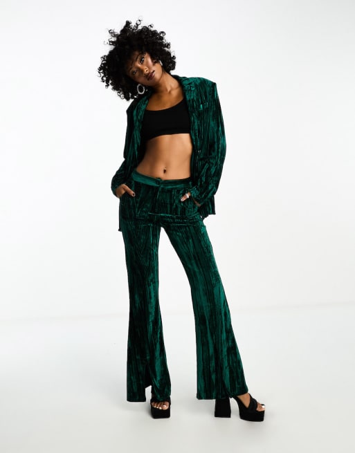 Extro & Vert tailored velvet blazer and pants in emerald green