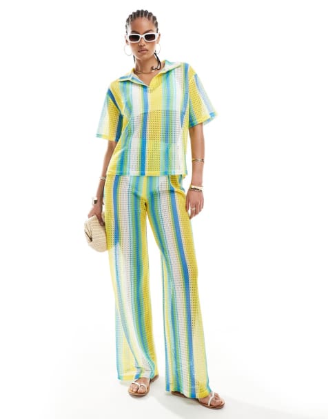 Extro & Vert Tall - Coordinato con camicia e pantaloni all'uncinetto a righe multicolore - view 1