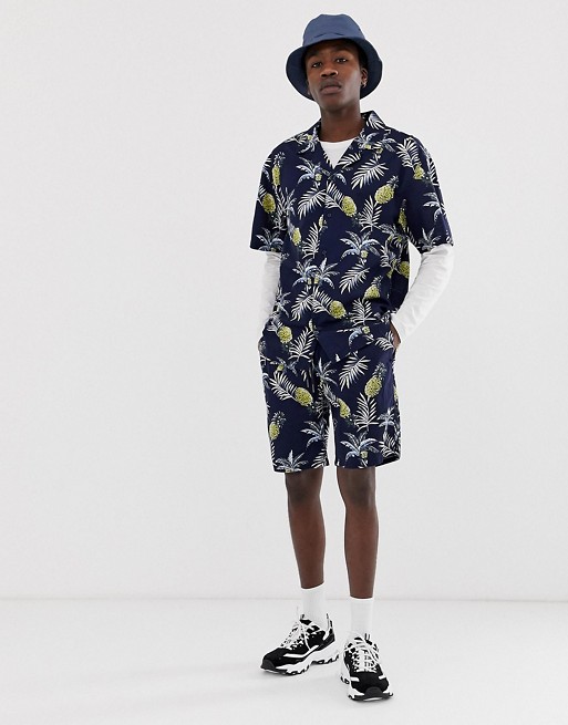 Fairplay pineapple print summer co-ord in navy