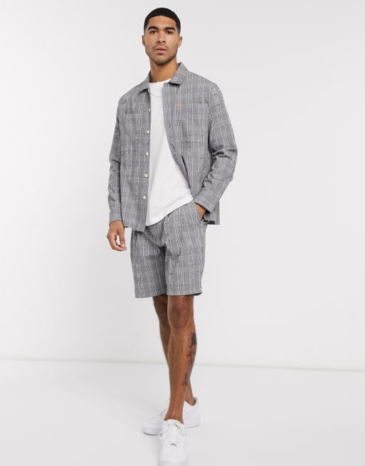Farah – Karierte Jacke und Shorts in Grau, Kombiteil