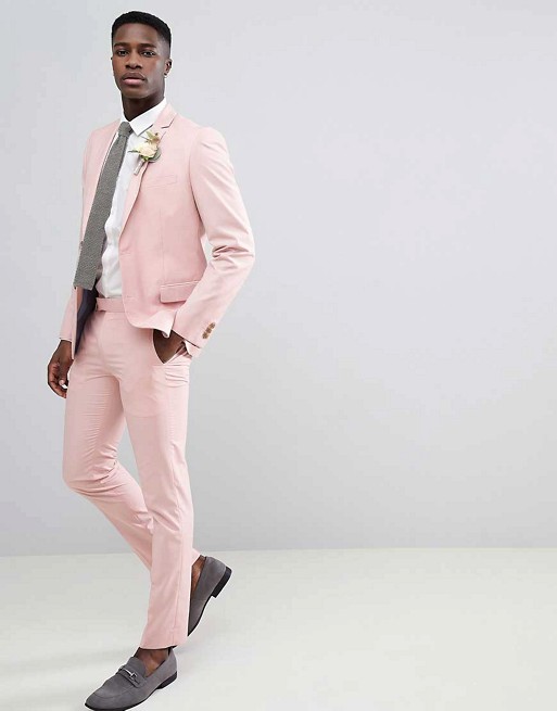 Farah Skinny Suit In Pink