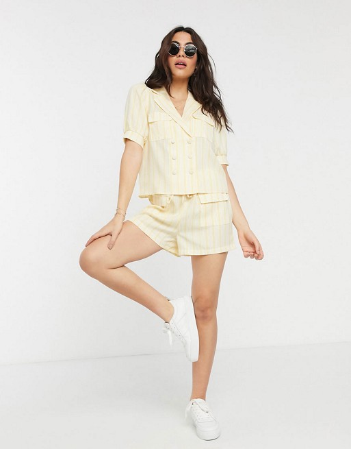 Fashion Union double breasted shirt in stripe co-ord