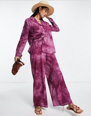 Fashion Union Exclusive co-ord in purple tie dye - PURPLE
