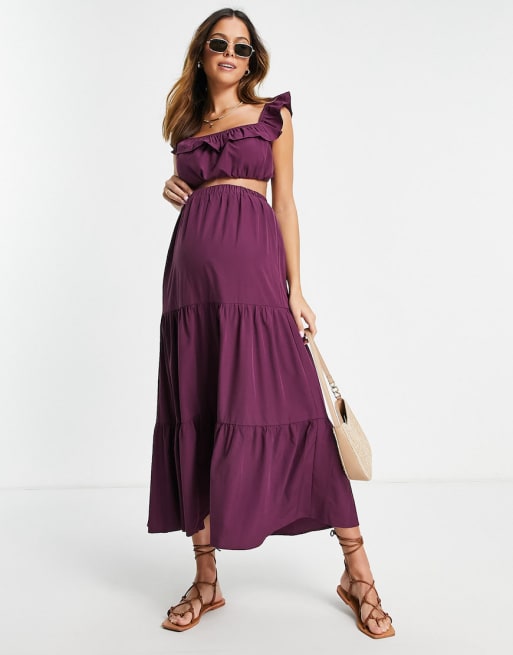 Fashion Union - Exclusives - Zwangerschapskleding - Strand co-ord set met rok met stroken in paars