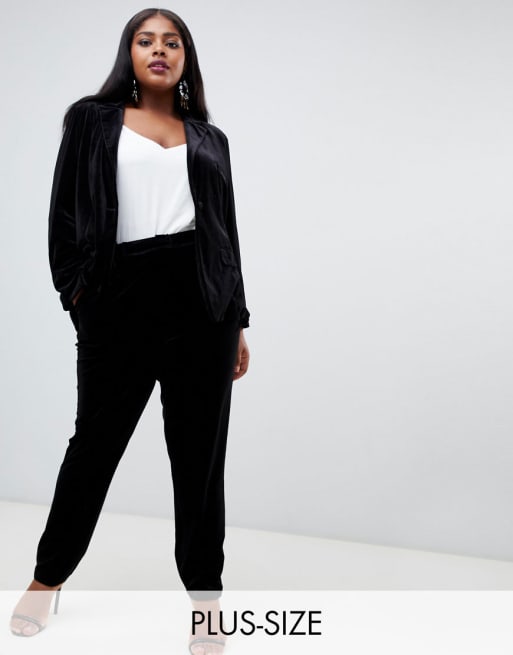 Fashion Union Plus - Ensemble blazer en velours et pantalon