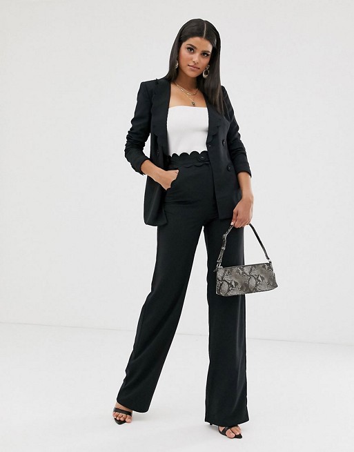 Fashion Union Tall blazer & trousers with scallop detail co-ord