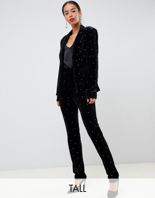 Fashion Union Tall velvet blazer & trousers co-ord