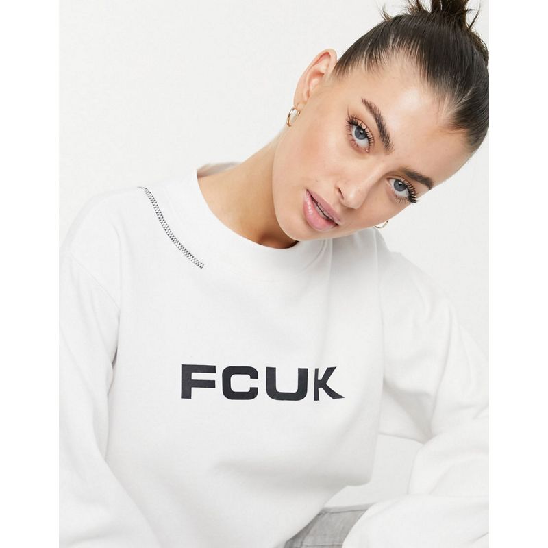 Donna Designer FCUK - Coordinato bianco con felpa e joggers