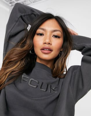 FCUK oversized washed black co-ord
