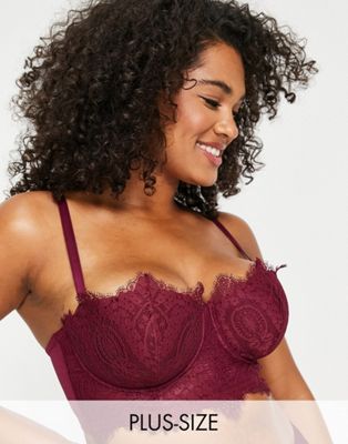 Figleaves Curve Adore lace lingerie set  in redcurrant