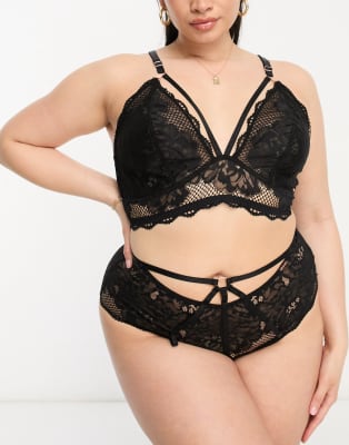 Figleaves Curve Amore lace and fishnet in black