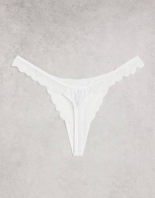 Figleaves Curve Passion lace and satin lingerie set in white