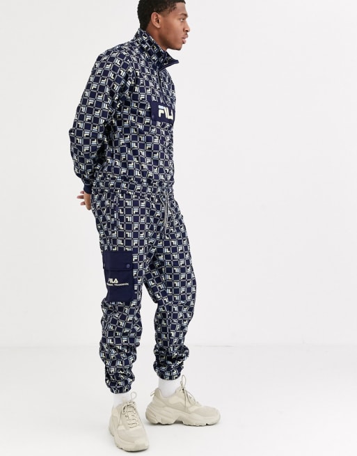 Fila all over print technical tracksuit in blue ASOS