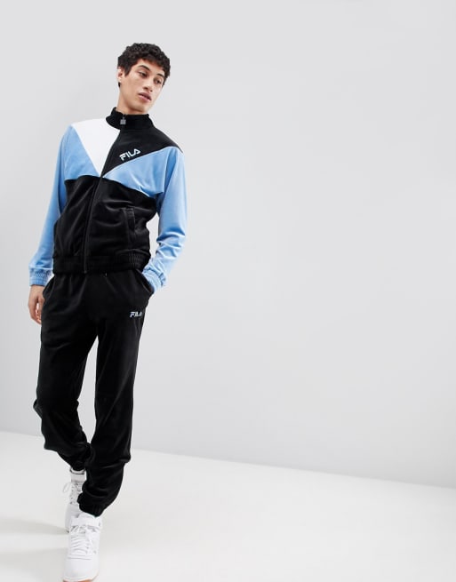 Verzoekschrift kapitalisme Oh jee Fila - Black Line - Velours trainingspak in blauw en zwart | ASOS