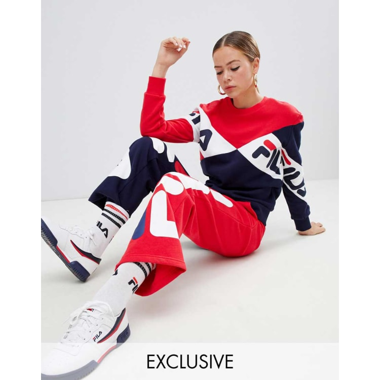 Fila tracksuit bottoms with logo in cream - exclusive to ASOS