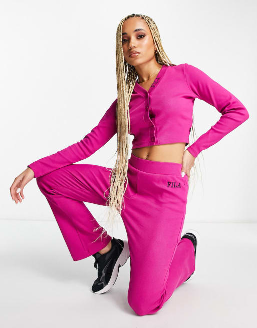 Fila hot sale pink tracksuit