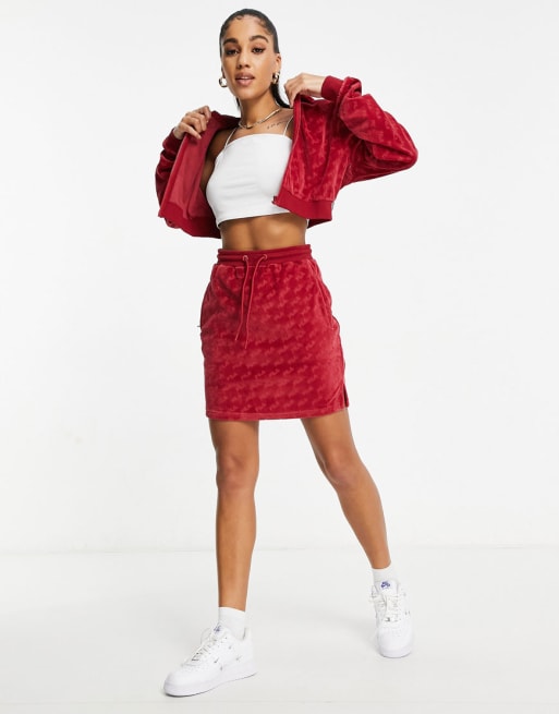 Fila velour all over print set in red