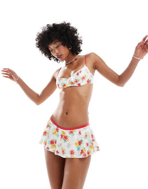 Frankies Bikinis Premium bikini in sweet hibiscus satin shine