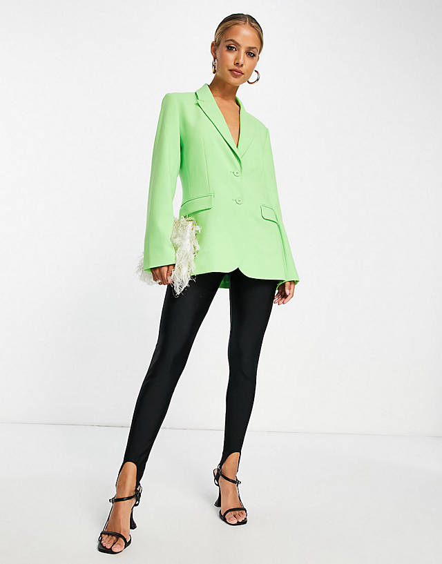French Connection - blazer and trousers in lime green co-ord