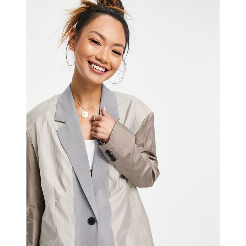 Designer  French Connection - Coordinato con blazer oversize e pantaloni a fondo ampio grigio