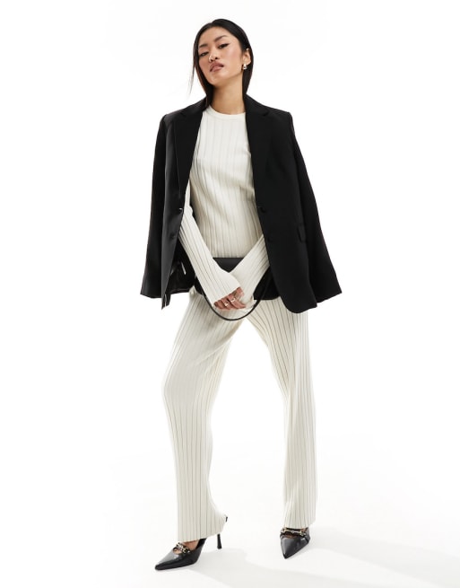 French Connection ribbed knit set in ecru