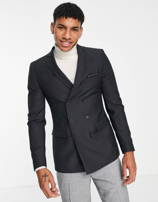 French Connection skinny fit double breasted suit in gray | ASOS