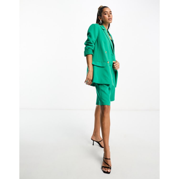 green emerald velvet dress Dobby Pleated Waist Mini Dress Forest Green