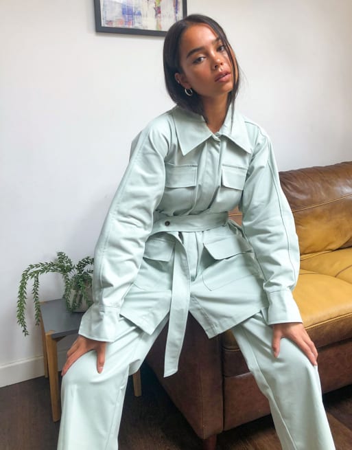 Ghospell Oversized Belted Shacket Two-piece