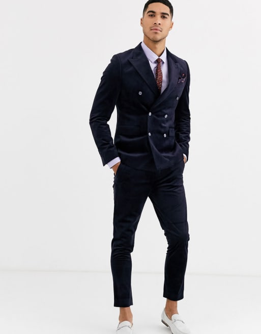 Gianni Feraud - Abito skinny cropped in velluto blu navy