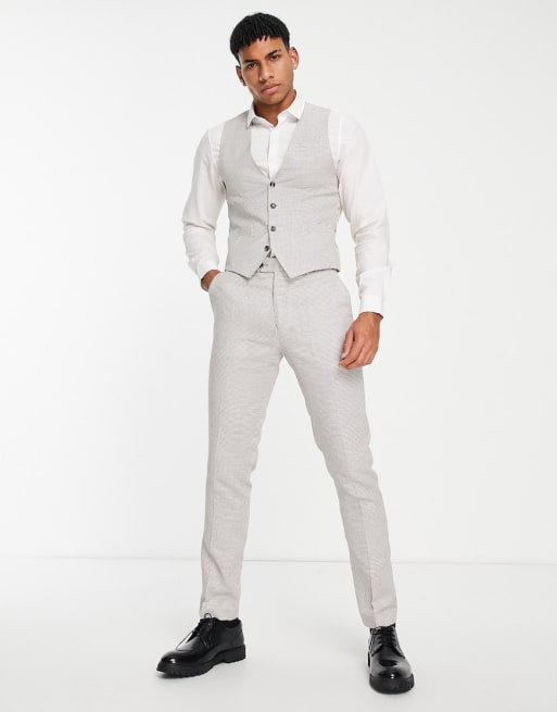 Gianni Feraud - Brun habitvest med pepitatern i slim fit