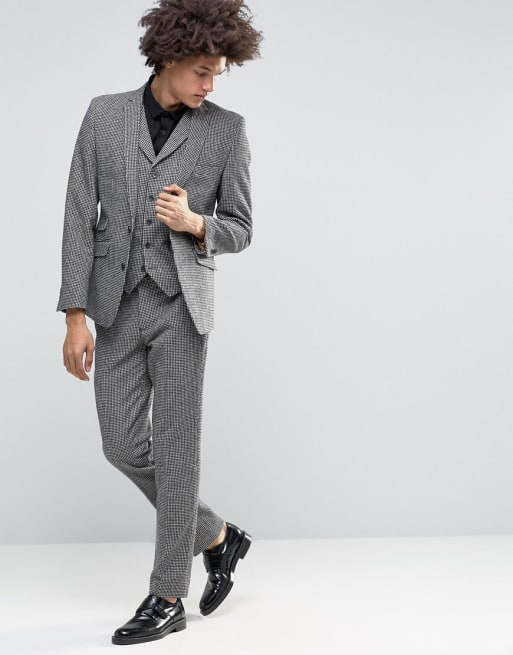 Gianni Feraud - Costume classique à petits carreaux pied-de-poule en laine et cachemire mélangés