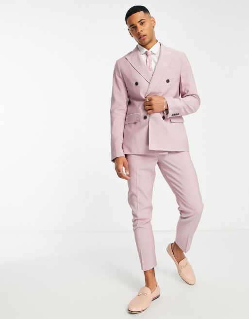 Gianni Feraud - Cropped slim fit-jakkesæt i lys pink