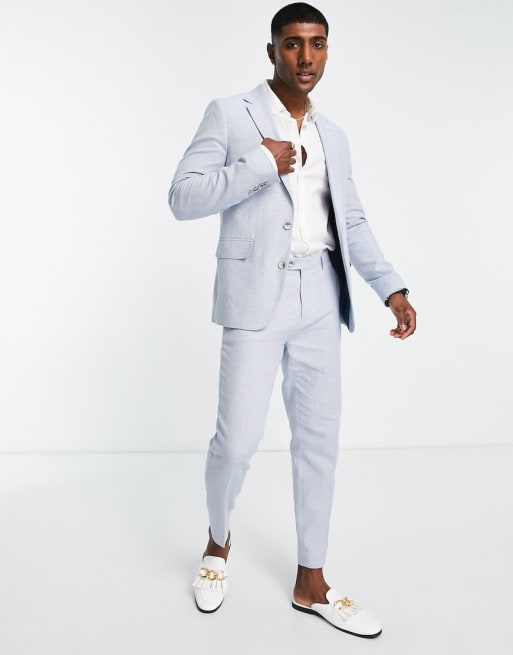 Gianni Feraud - Klassiek skinny-fit pak in lichtblauw