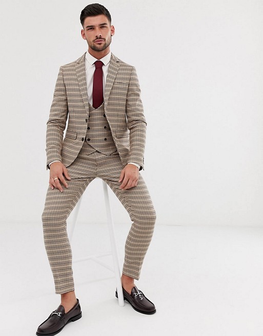Gianni Feraud skinny fit dog tooth check suit