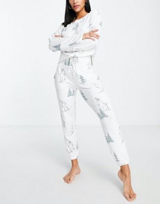Gilly Hicks co-ord tree print pyjama bottoms in white