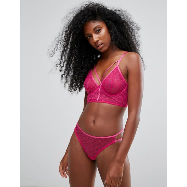 ASOS Paris Heart Mesh & Ruffle Underwire Bra Set A-HH Cup