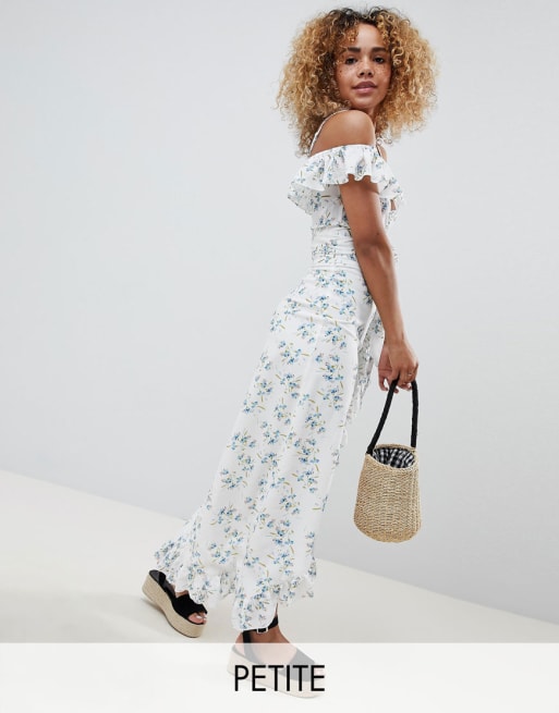 Glamorous Petite - Ensemble avec brassière et jupe longue à fleurs style vintage
