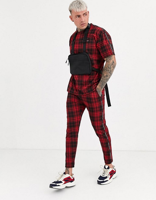 Good For Nothing co-ord in red tartan