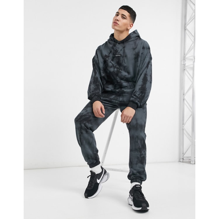 Good For Nothing oversized sweatsuit set in green tie dye wash