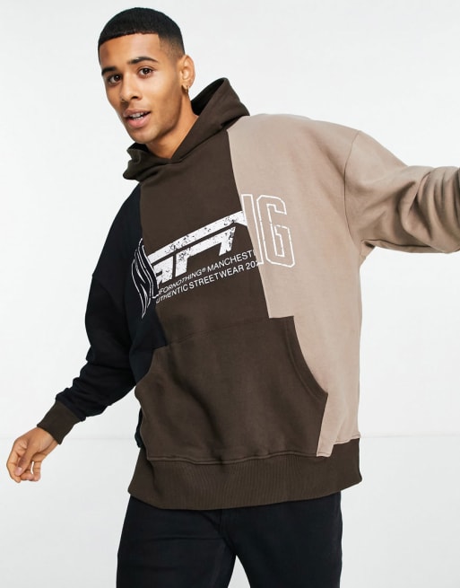 Good For Nothing - Sweatsæt i sort og brun med blandet logoprint