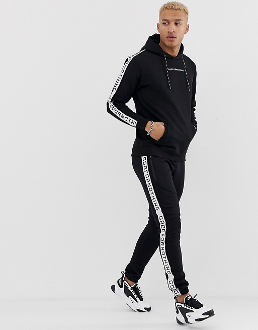 Good For Nothing tracksuit in black with side stripe logo