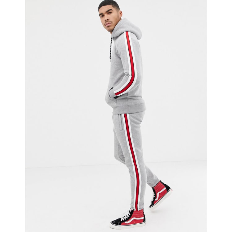 Grey and hot sale red tracksuit